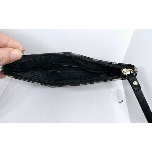 KATE SPADE Small Clutch Leopard Print Pebbled Leather Black Tan Zip Pouch - Picture 4 of 4